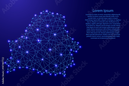 Map of Belarus from polygonal blue lines and glowing stars vector illustration © elenvd