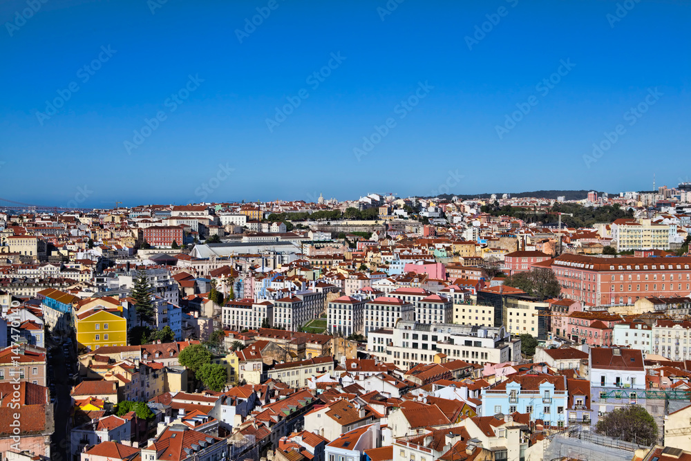 View from above over the city of Lisbon in Portugal