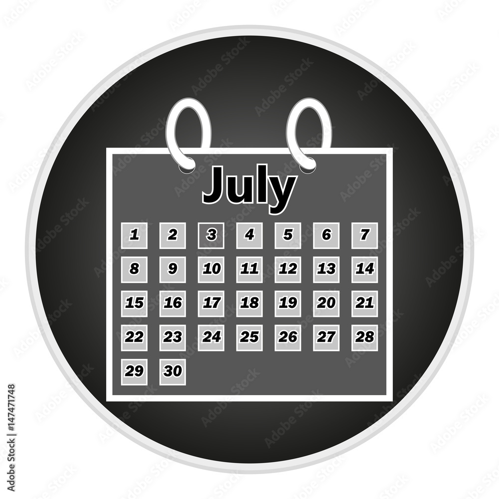 vector image button calendar. Month of July vector image button calendar. Month of July