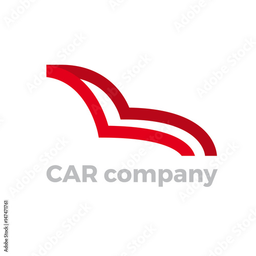 Vector sign simple red car with tapes