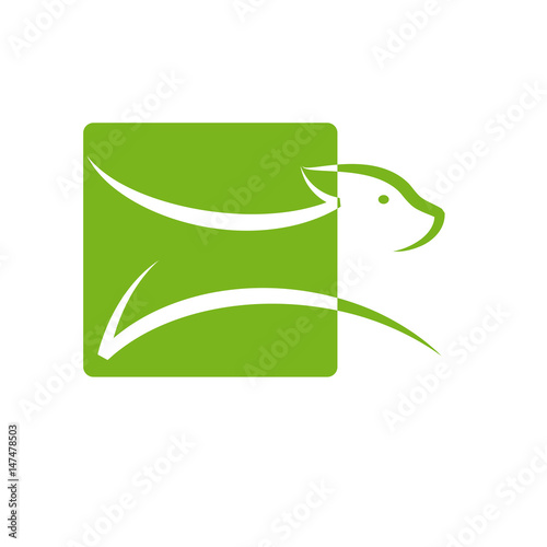 Vector sign abstract  dog running, get out of the frame