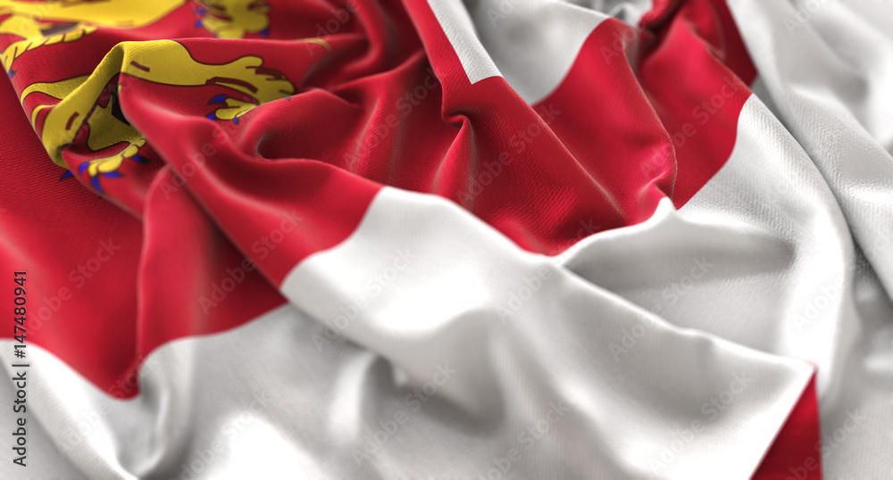 Sark Flag Ruffled Beautifully Waving Macro Close-Up Shot Sark Flag Ruffled Beautifully Waving Macro Close-Up Shot