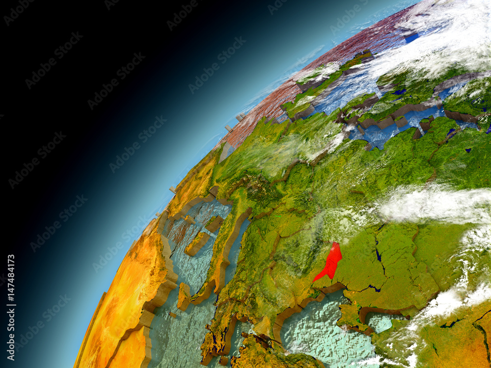 Fototapeta premium Moldova from orbit of model Earth