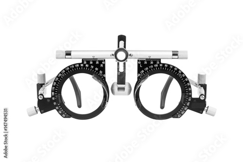Closeup of eye test glasses
