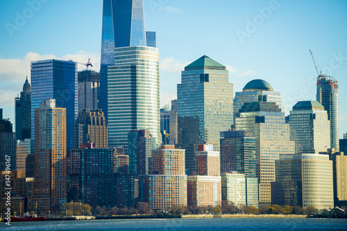 Scenic view of the Downtown Manhattan skyline with the Financial District in New York City