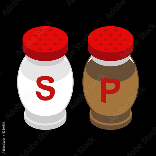 Salt and pepper isometry. Salts and pepper seasoning