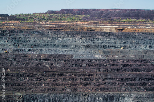 Front view of horizontal layers in a quarry at daytime