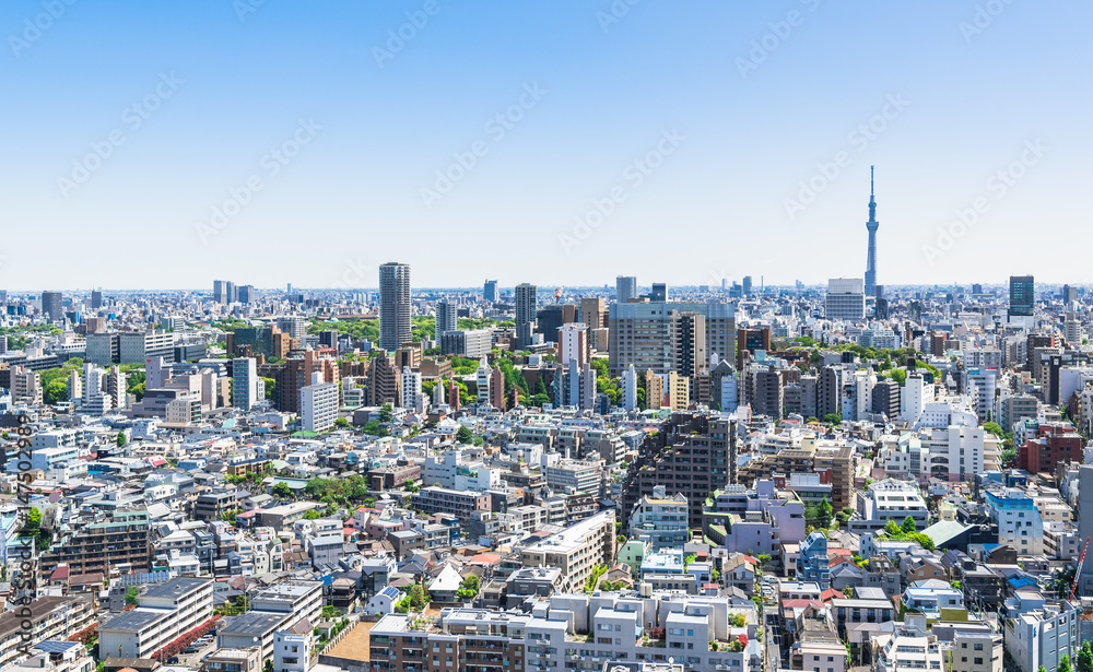 Naklejka premium 東京スカイツリーと都市風景