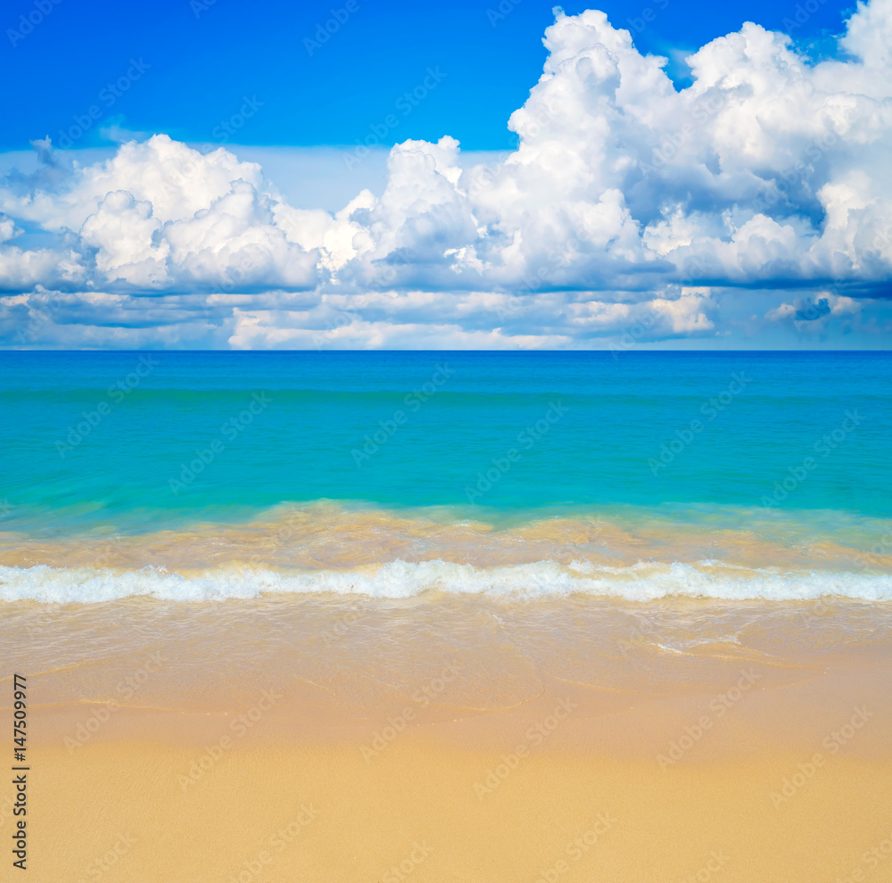 Sunny yellow sand beach travel background. Sunny yellow sand beach travel background.