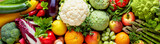 Panoramic wide organic food background