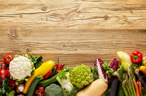 Фотография Row of fresh vegetables background