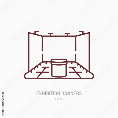Exhibition banner stand vector line icon. Advertising sign