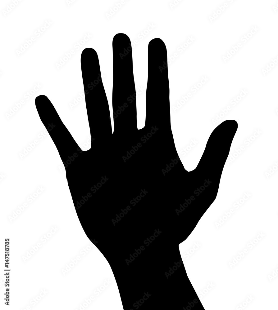 Black silhouette of human hand isolated on white background - vector illustration Black silhouette of human hand isolated on white background - vector illustration