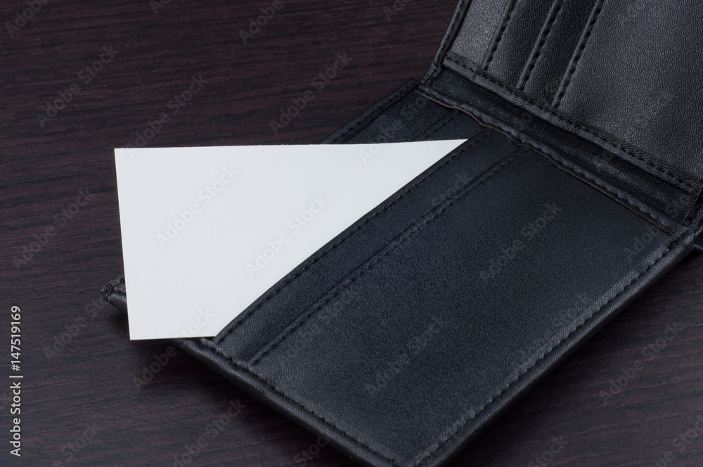 blank business card in black wallet blank business card in black wallet