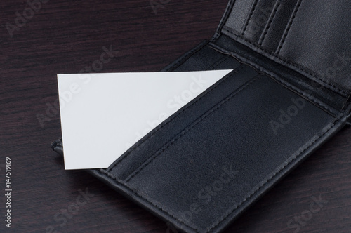blank business card in black wallet