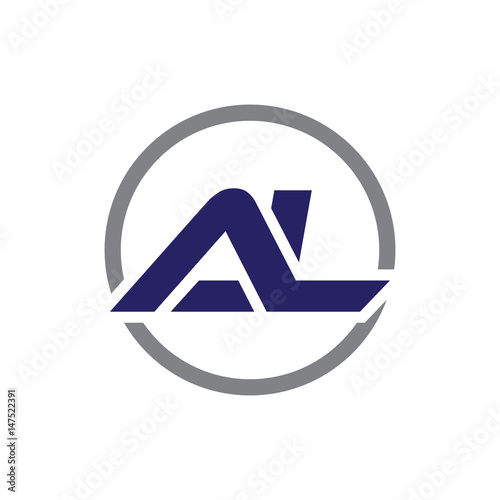 al initial letter logo with circle blue color