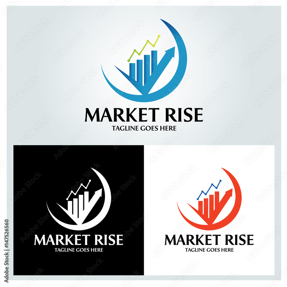 Market rise logo design template. Vector illustration Market rise logo design template. Vector illustration