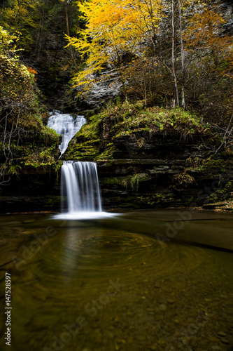 Curtain Cascade - Waterfall   Autumn Colors - Havana Glen - New York