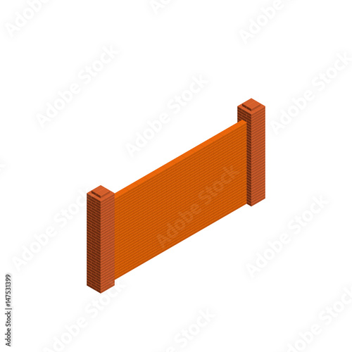 Brick fence. Isolated on wh...