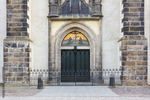 church door    Door with theses  of the castle church in the Luther city Wittenberg