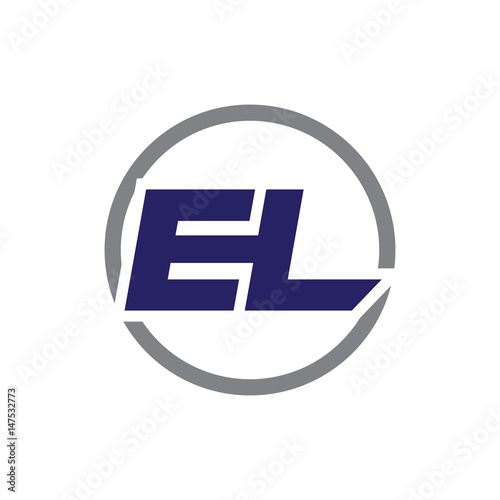 el initial letter logo with circle blue color