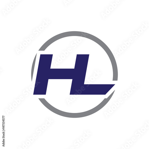 Free Download hl initial letter logo with circle blue color - GFXLoad
