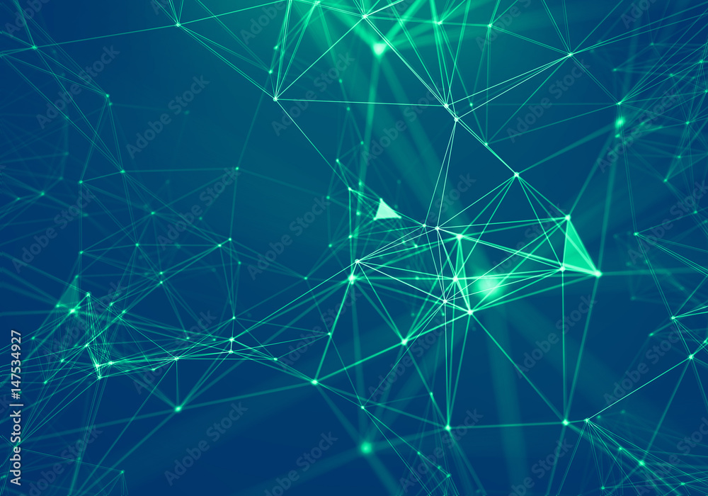 Abstract Blue Geometrical Background . Connection structure. Science background. Futuristic Technology HUD Element . onnecting dots and lines . Big data visualization and Business .