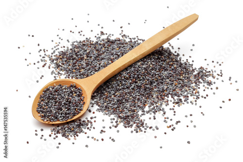 Poppy seeds with wooden spoon