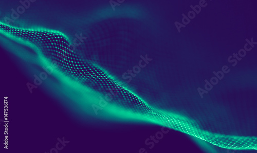 Abstract Blue Geometrical Particles on Purple Background . Connection structure. Science blue background. Futuristic Technology HUD Element . onnecting dots and lines . Big data and Business © RDVector
