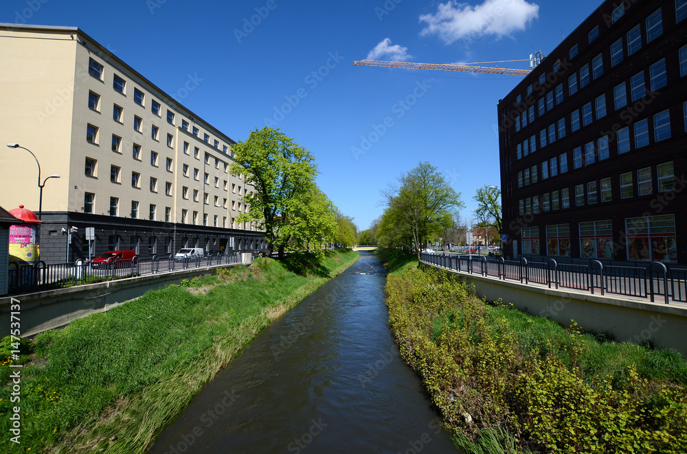 Klodnica river in Gliwice, Poland