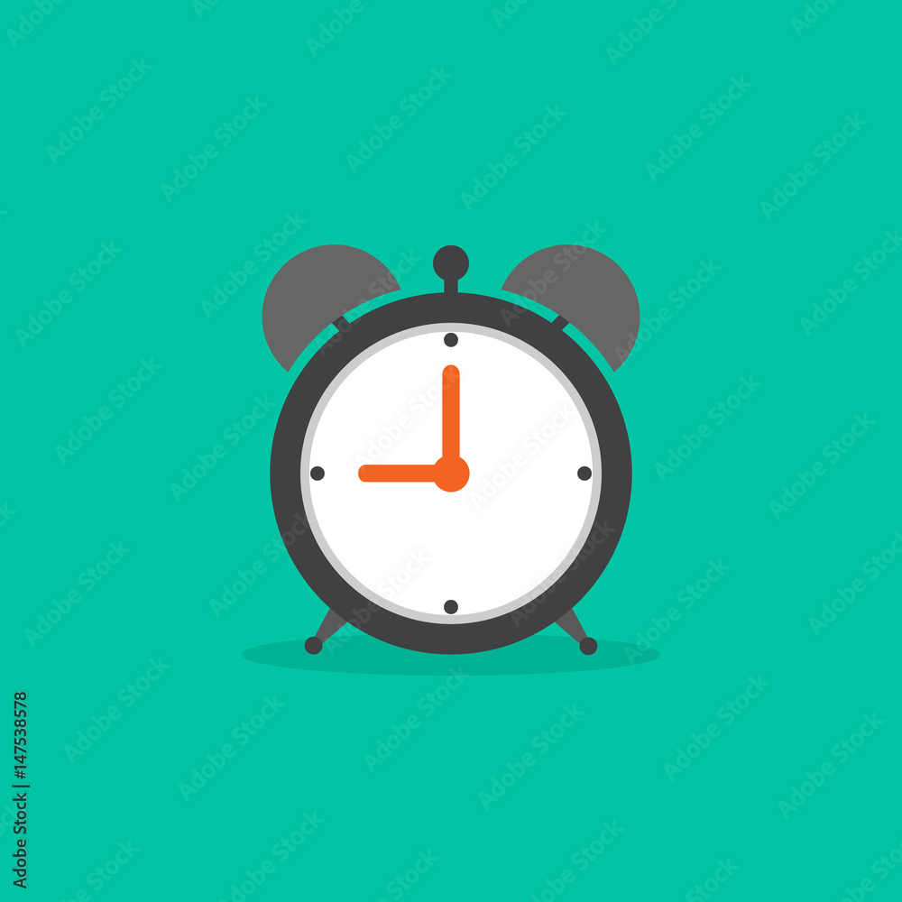 Alarm clock with shadow, and in flat style Alarm clock with shadow, and in flat style