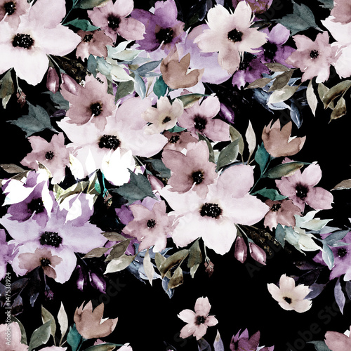 Watercolor seamless pattern. Floral  colorful print