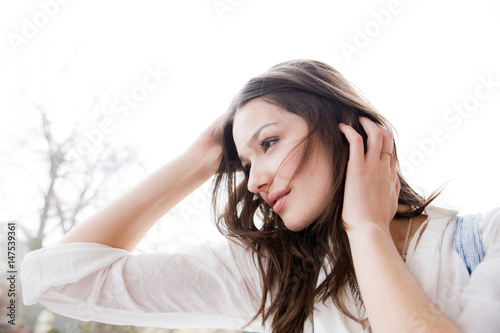 Girl relaxing at window