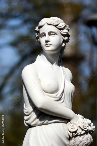 White marble classic statue of Demeter, goddess of agriculture