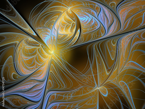 Brown colored abstract fractal lines. Abstract painting color texture. Computer-generated image.