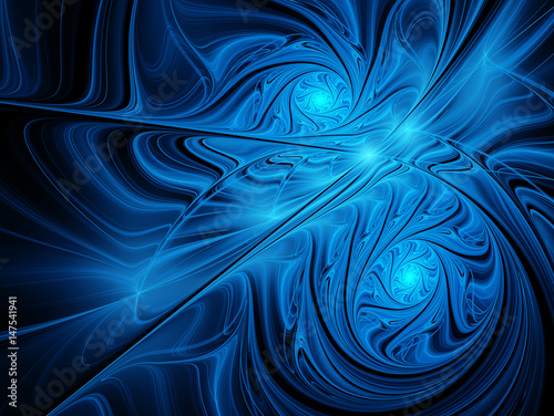 Blue abstract fractal art. Abstract painting color texture. Computer-generated image.