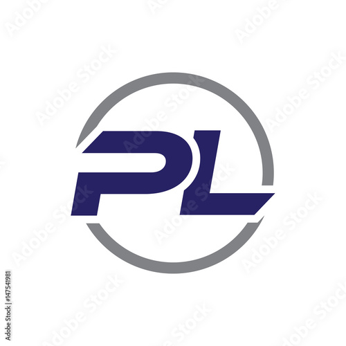 pl initial letter logo with circle blue color