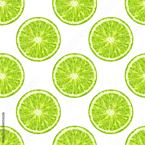 seamless pattern of lime slice. Vector citrus background