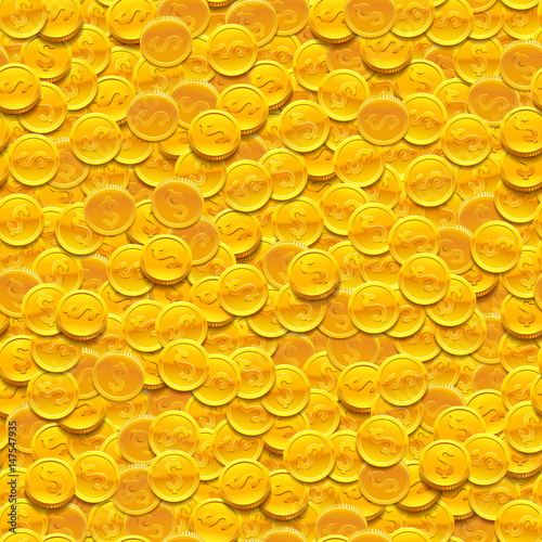 Vector seamless background with golden coins.