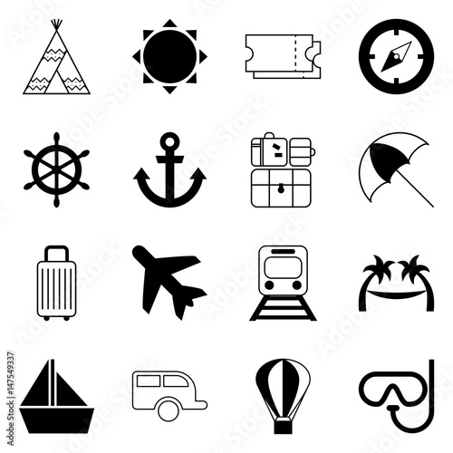 Simple travel icons set, design elements
