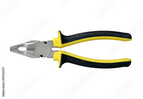 Pliers hand tool on white background, isolated with clipping path