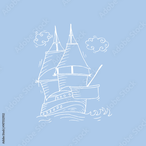 Sailing vessel. Sketchy style.