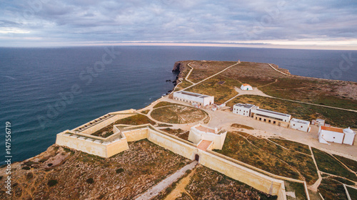 Aerial view of Sagres Fortress at evening aerial view, Portugal photo