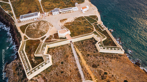 Aerial view of Sagres Fortress at evening aerial view, Portugal photo