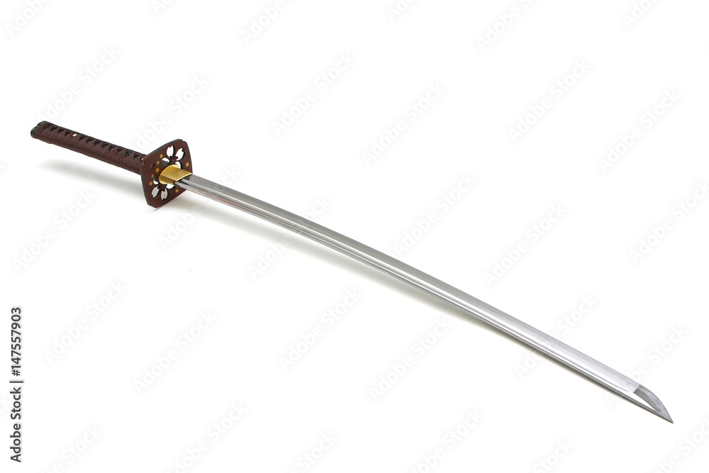 Full Japanese sword on white background Full Japanese sword on white background