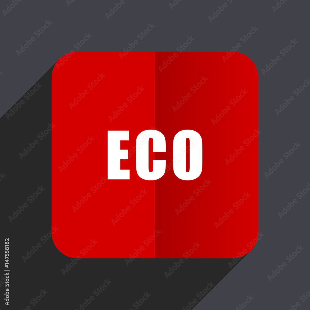 Eco flat design white and red vector web icon on gray background with shadow in eps10. Eco flat design white and red vector web icon on gray background with shadow in eps10.