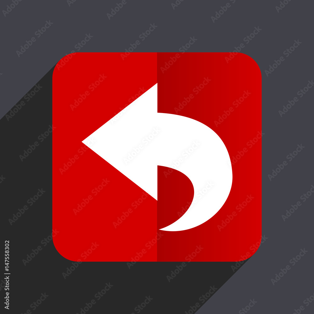 Back flat design white and red vector web icon on gray background with shadow in eps10. Back flat design white and red vector web icon on gray background with shadow in eps10.