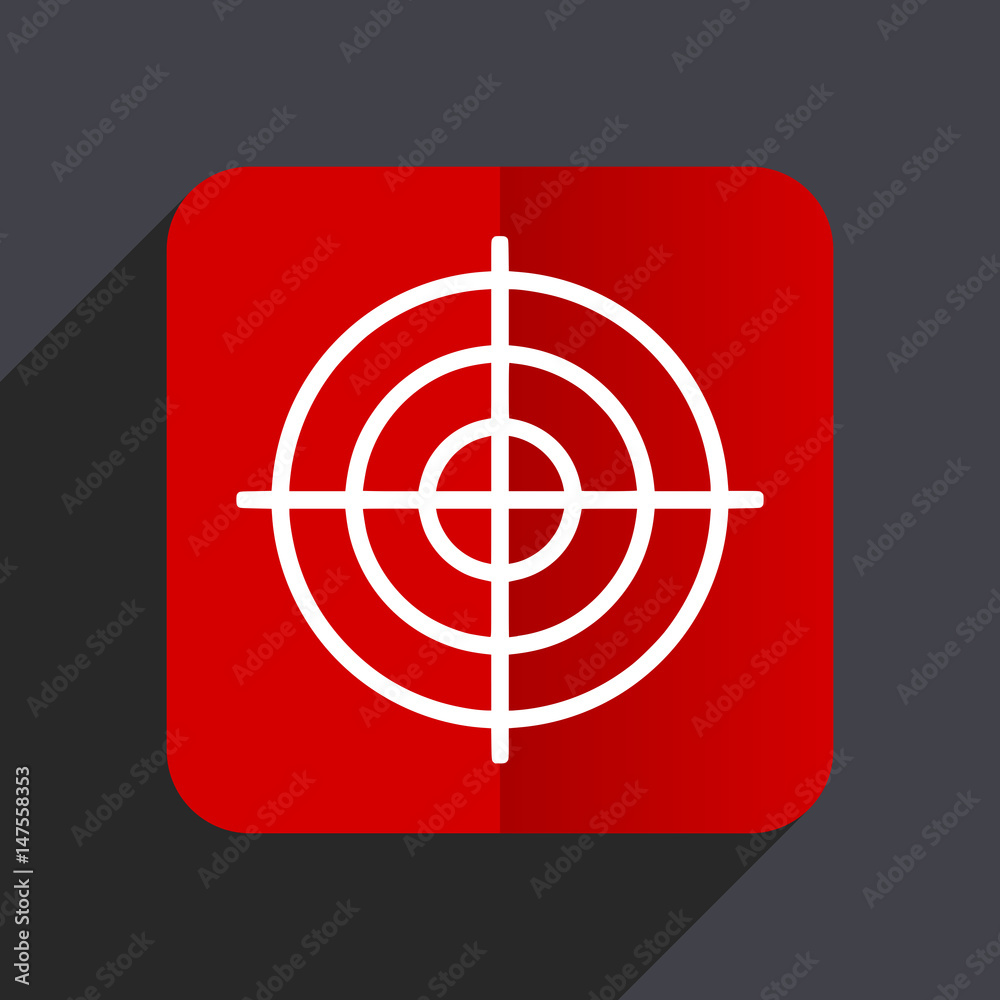 Target flat design white and red vector web icon on gray background with shadow in eps10. Target flat design white and red vector web icon on gray background with shadow in eps10.