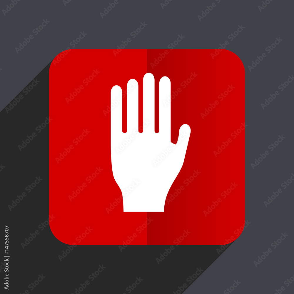 Stop flat design white and red vector web icon on gray background with shadow in eps10. Stop flat design white and red vector web icon on gray background with shadow in eps10.