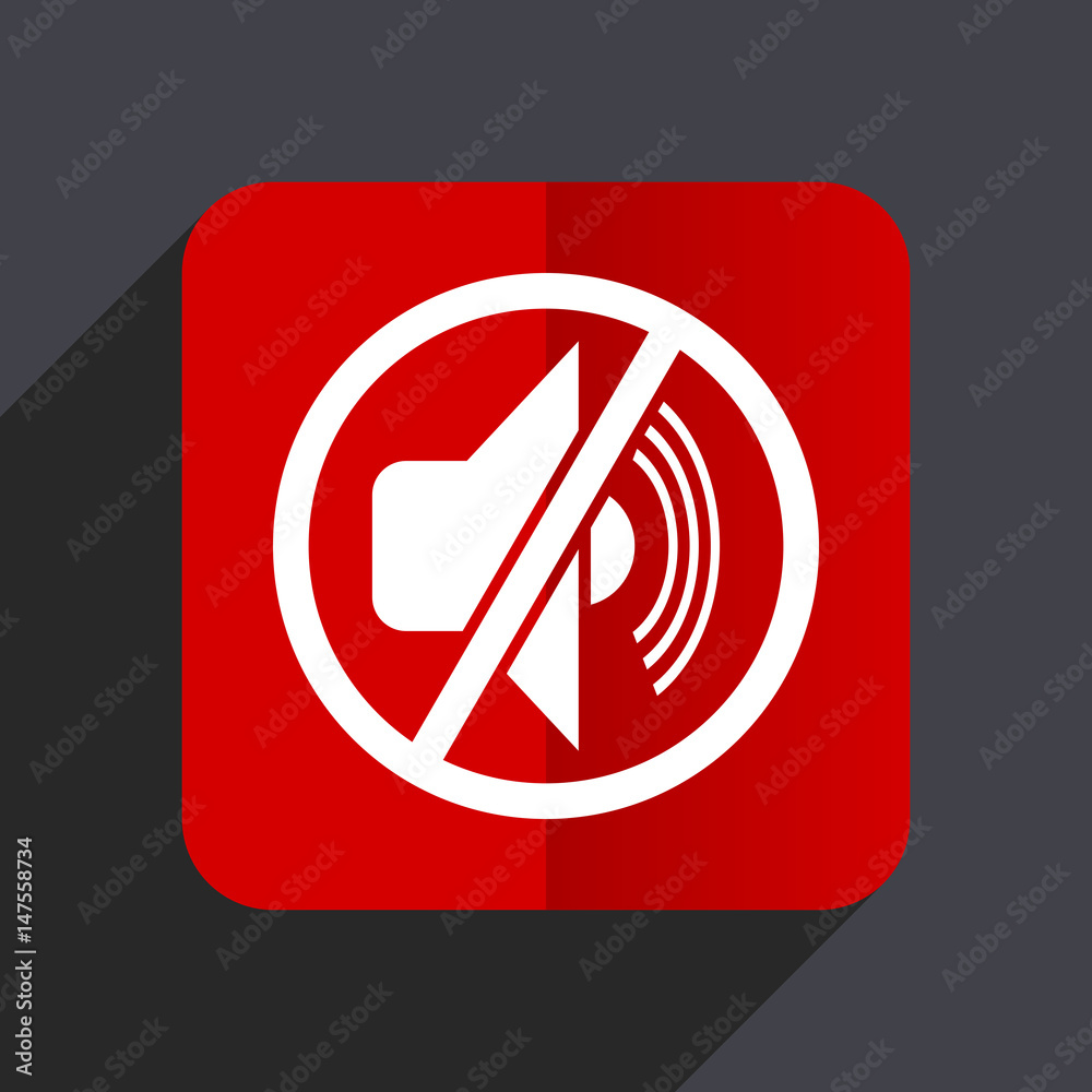 Mute flat design white and red vector web icon on gray background with shadow in eps10. Mute flat design white and red vector web icon on gray background with shadow in eps10.